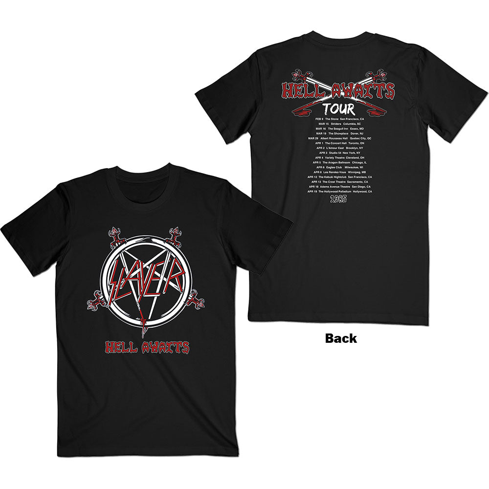 Slayer Unisex T-Shirt: Hell Awaits Tour (Back Print)