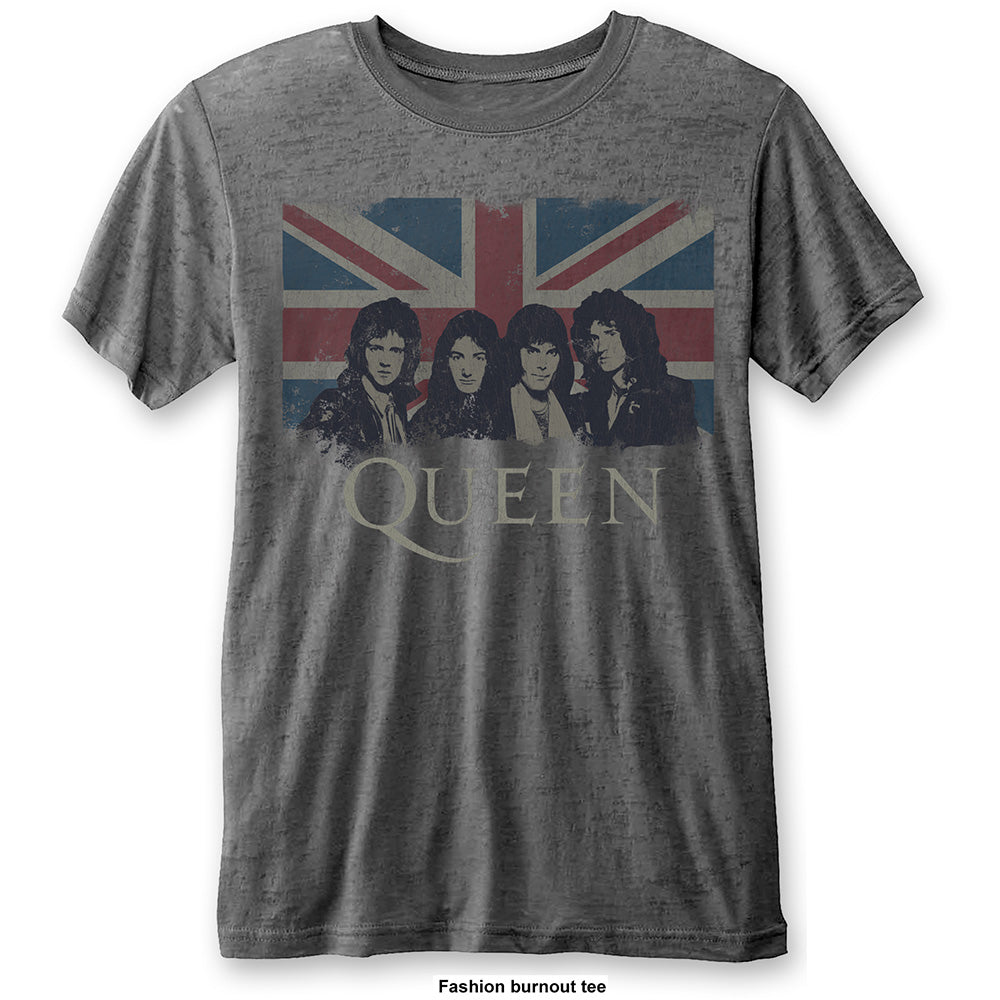 Queen Unisex T-Shirt: Vintage Union Jack (Burnout)