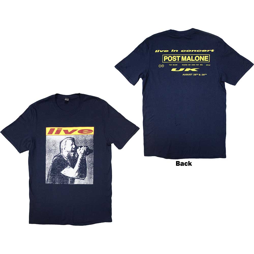 Post Malone Unisex T-Shirt: Live In Concert (Back Print & Ex-Tour)