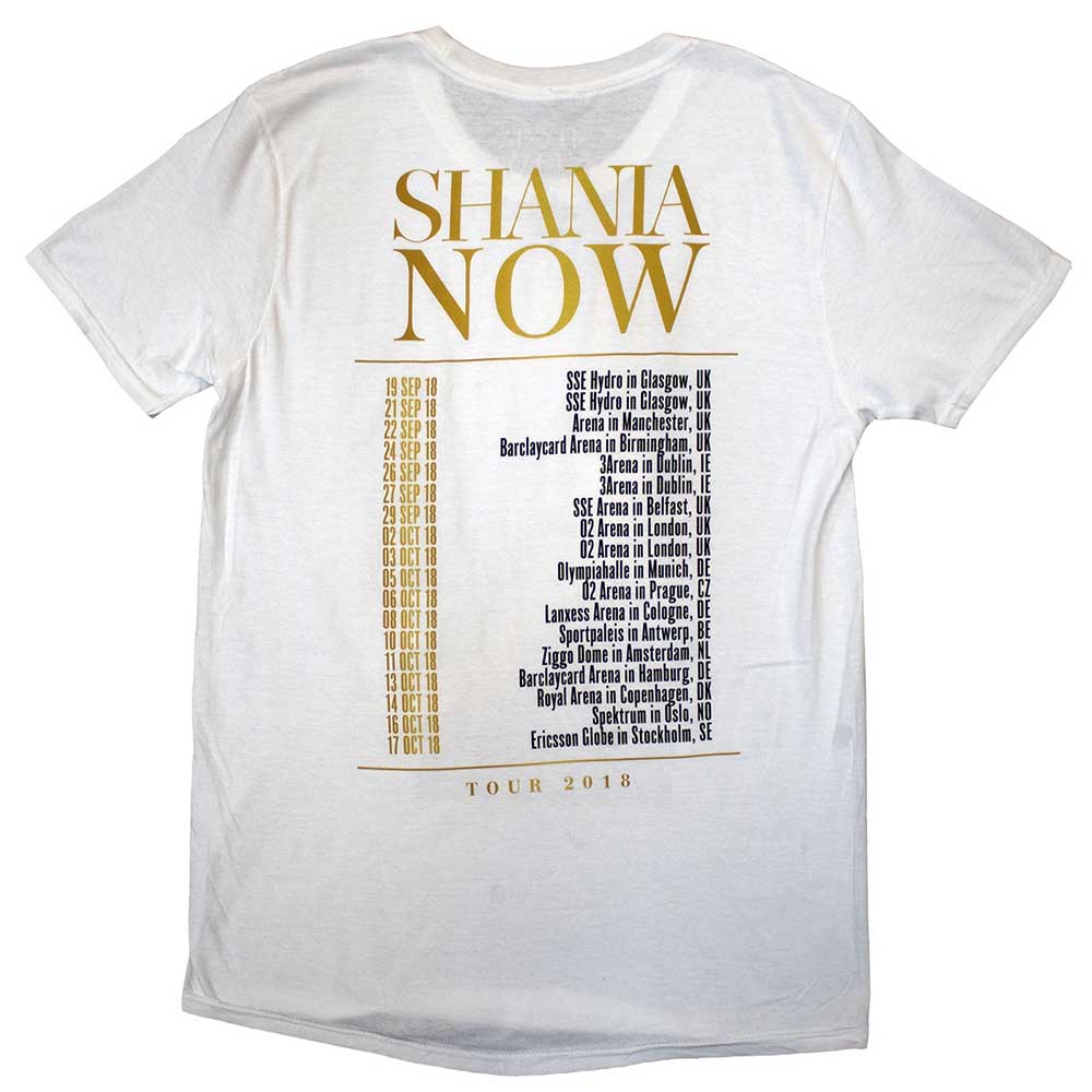 Shania Twain Unisex T-Shirt: Tour 2018 Mic Photo (Back Print & Ex-Tour)