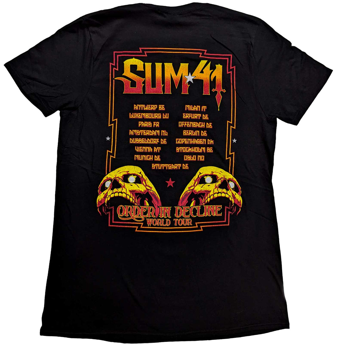 Sum 41 Unisex T-Shirt: Order In Decline Tour 2020 Candle Skull (Back Print) (Ex-Tour)