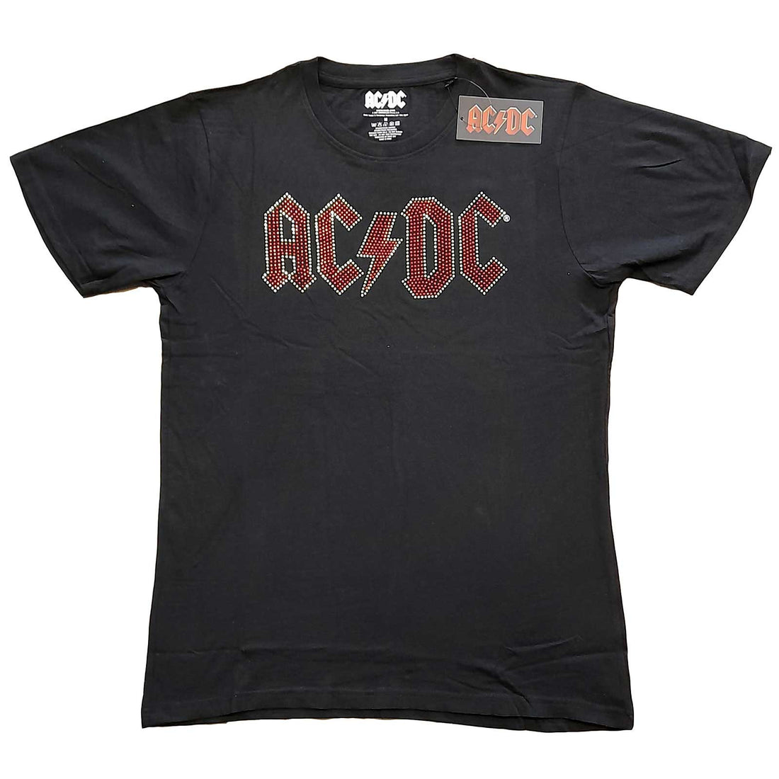 AC/DC Ladies Embellished T-Shirt: Full Colour Logo (Diamante)