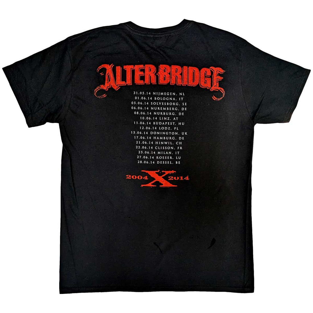 Alter Bridge Unisex T-Shirt: Fortress 2014 Tour Dates (Back Print)