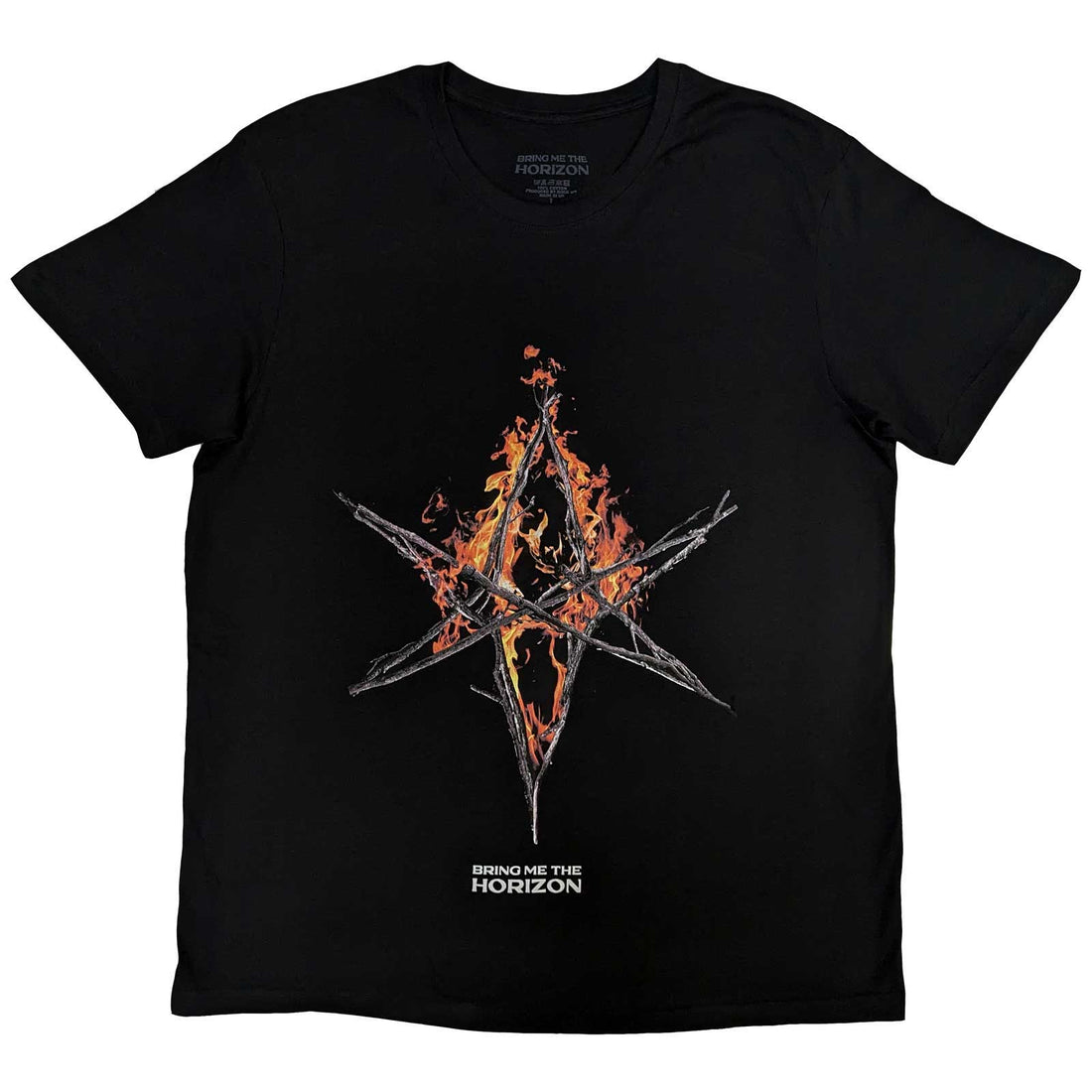 Bring Me The Horizon Unisex T-Shirt: Flame Hex & Text Logo