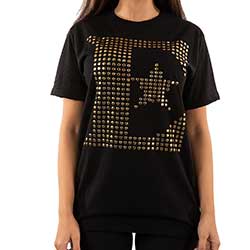 Elton John Unisex Embellished T-Shirt: E Logo (Studs)