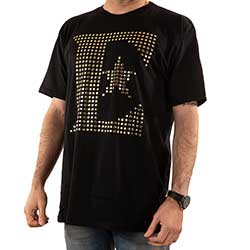 Elton John Unisex Embellished T-Shirt: E Logo (Studs)
