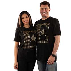 Elton John Unisex Embellished T-Shirt: E Logo (Studs)