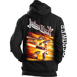 Judas Priest Unisex Zipped Hoodie: Firepower (Back Print)