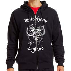 Motorhead Unisex Zipped Hoodie: England (Back Print)