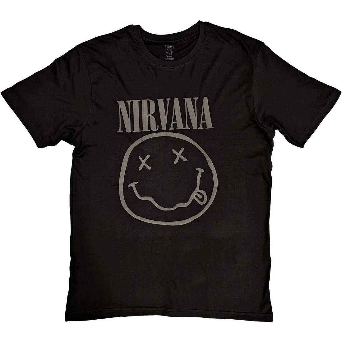 Nirvana Unisex Hi-Build T-Shirt: Black Smiley