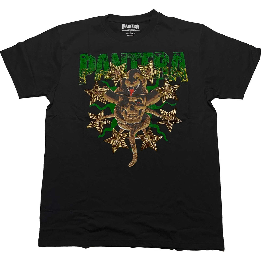 Pantera Unisex Embellished T-Shirt: Skull & Snake (Diamante)