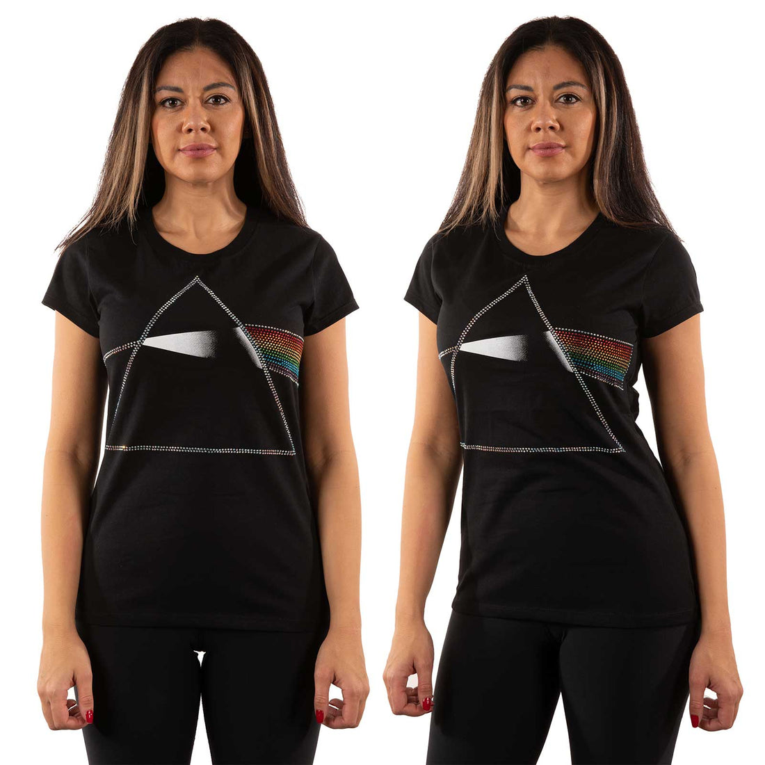 Pink Floyd Ladies Embellished T-Shirt: Dark Side of the Moon (Diamante)