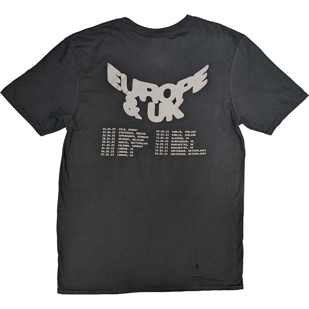 Post Malone Unisex T-Shirt: Curved Logo 2023 Tour Dates