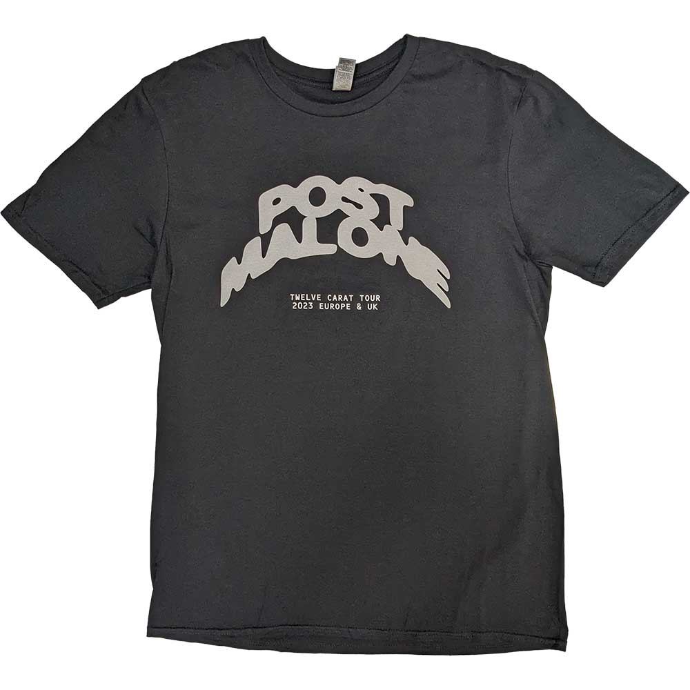 Post Malone Unisex T-Shirt: Curved Logo 2023 Tour Dates