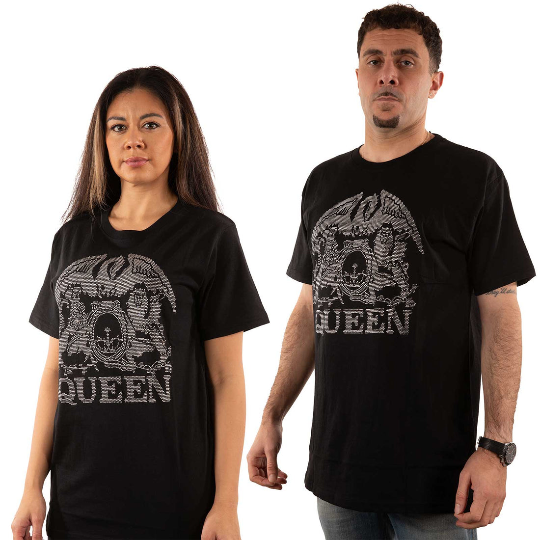 Queen Unisex Embellished T-Shirt: Crest (Diamante)