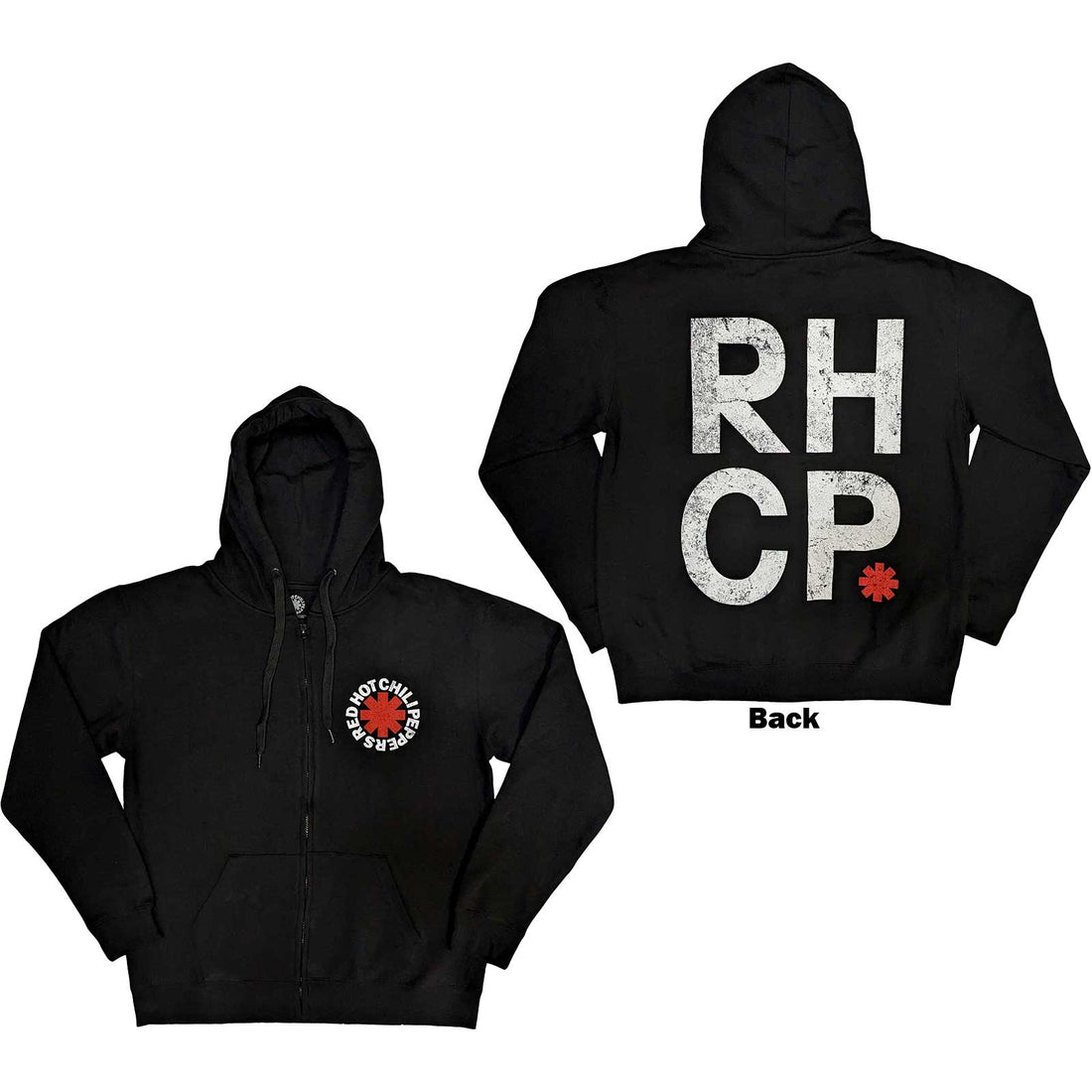 Red Hot Chili Peppers Unisex Zipped Hoodie: Red Asterisk