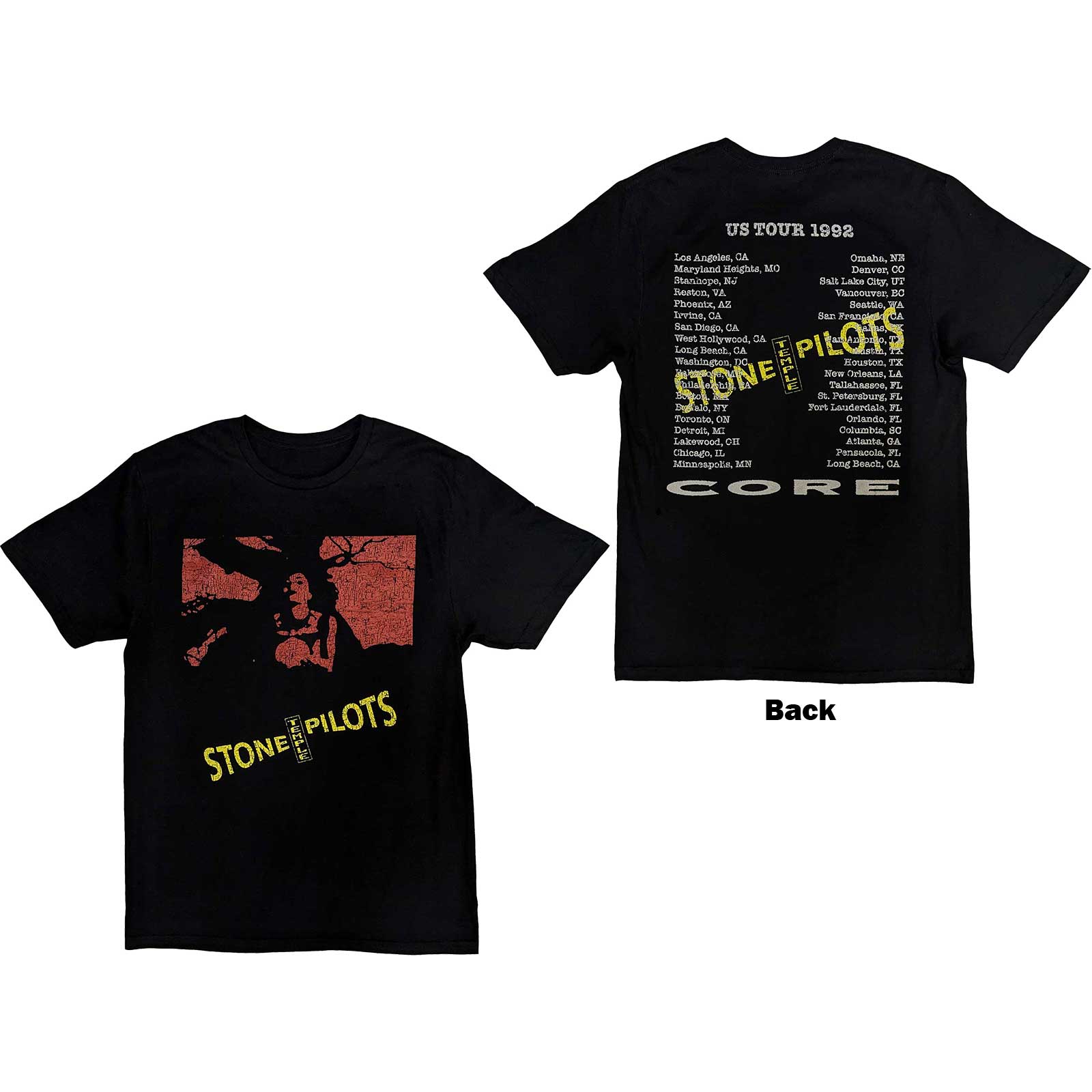 Stone Temple Pilots Unisex T-Shirt: Core US Tour '92 (Back Print