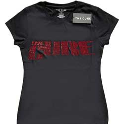 The Cure Ladies Embellished T-Shirt: Logo (Diamante)