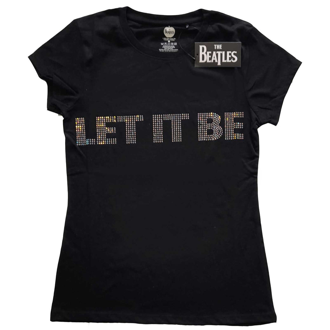 The Beatles Ladies Embellished T-Shirt: Let It Be (Diamante)