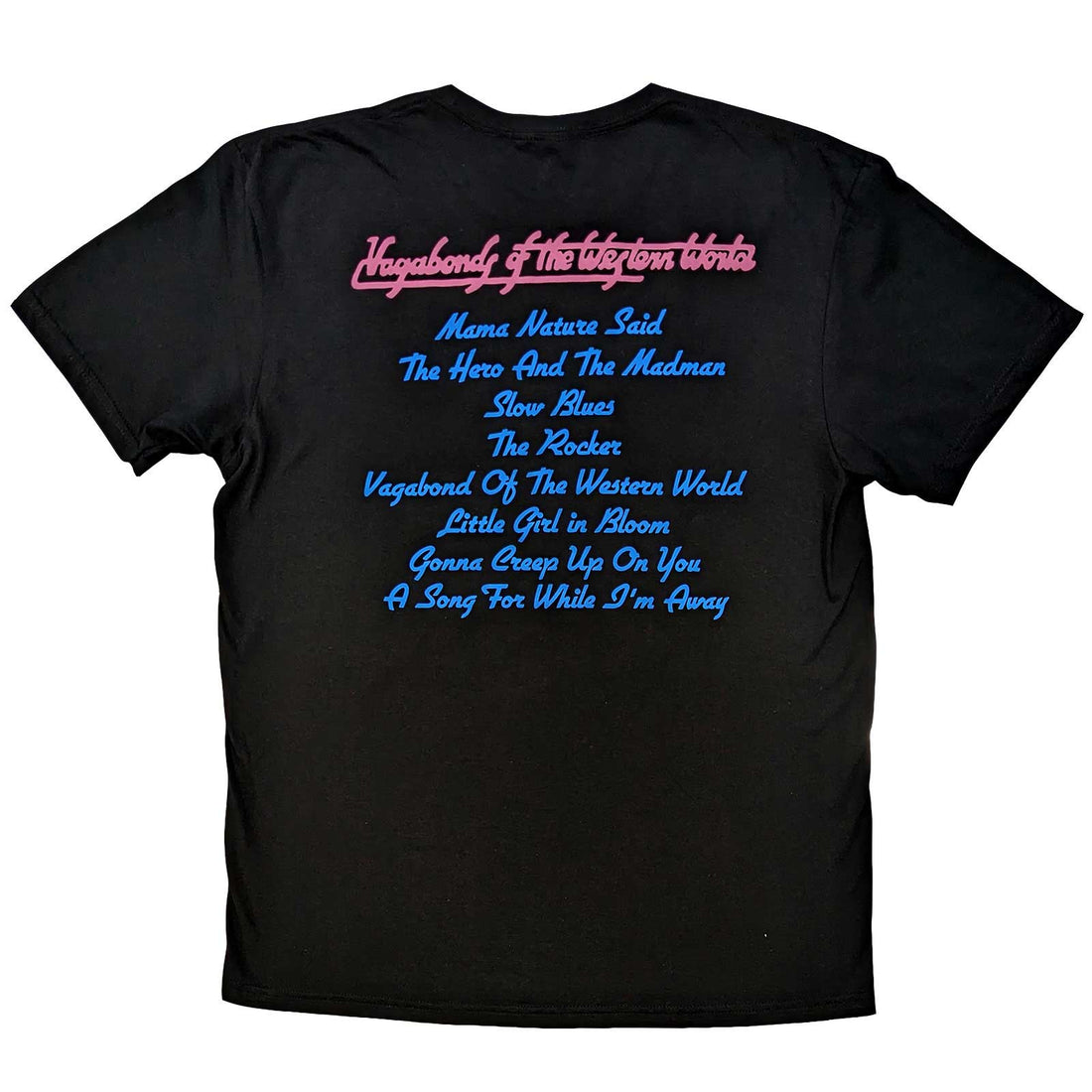 Thin Lizzy Unisex T-Shirt: Vagabonds of the Western World Tracklist (Back Print)