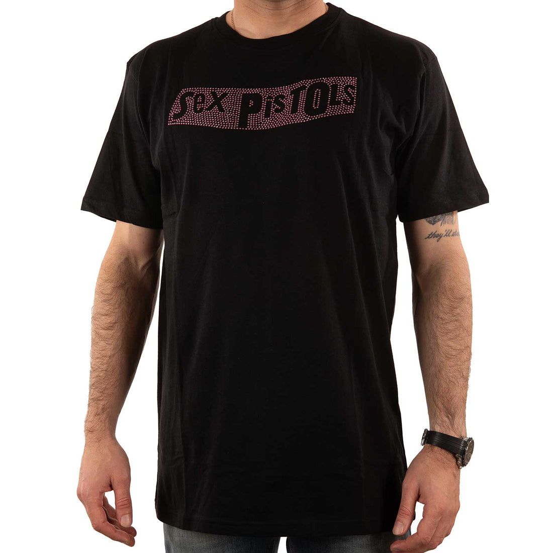 The Sex Pistols Unisex Embellished T-Shirt: Logo (Diamante)