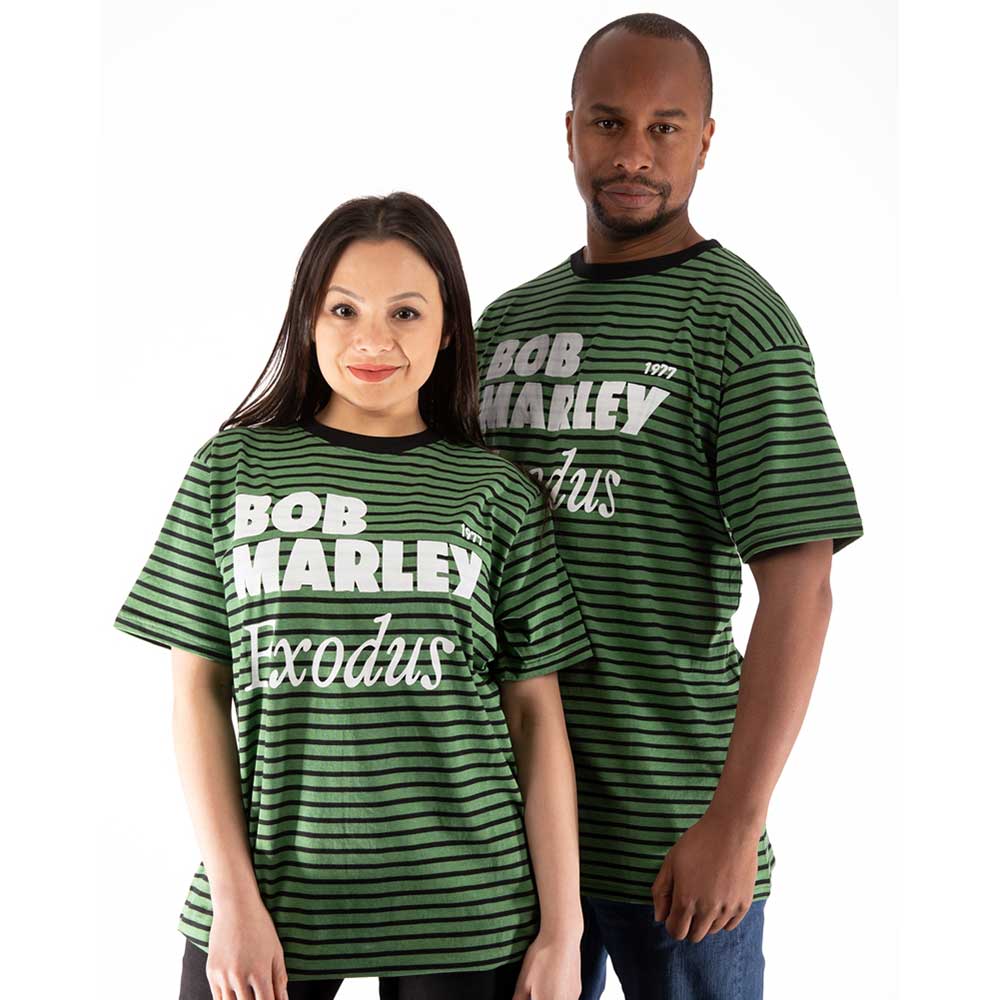 Bob Marley Unisex T-Shirt: Exodus (Striped)