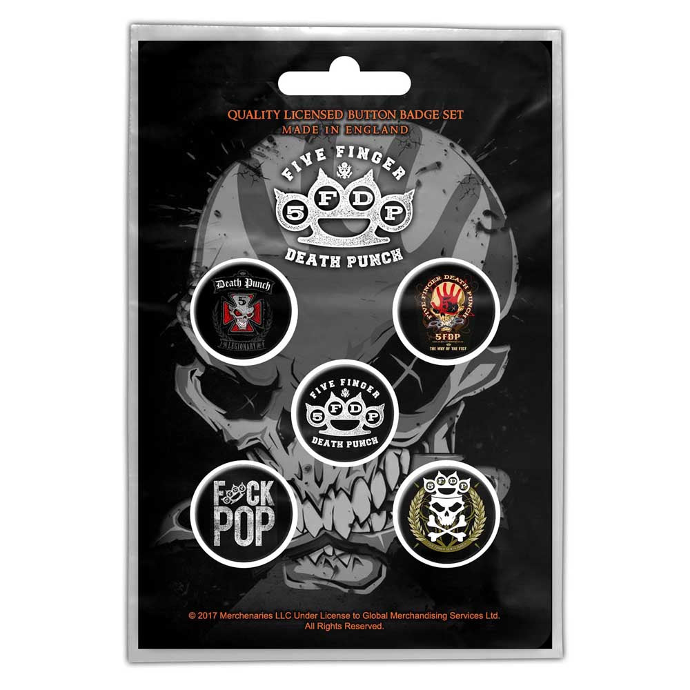 Five Finger Death Punch Button Badge Pack: Logos