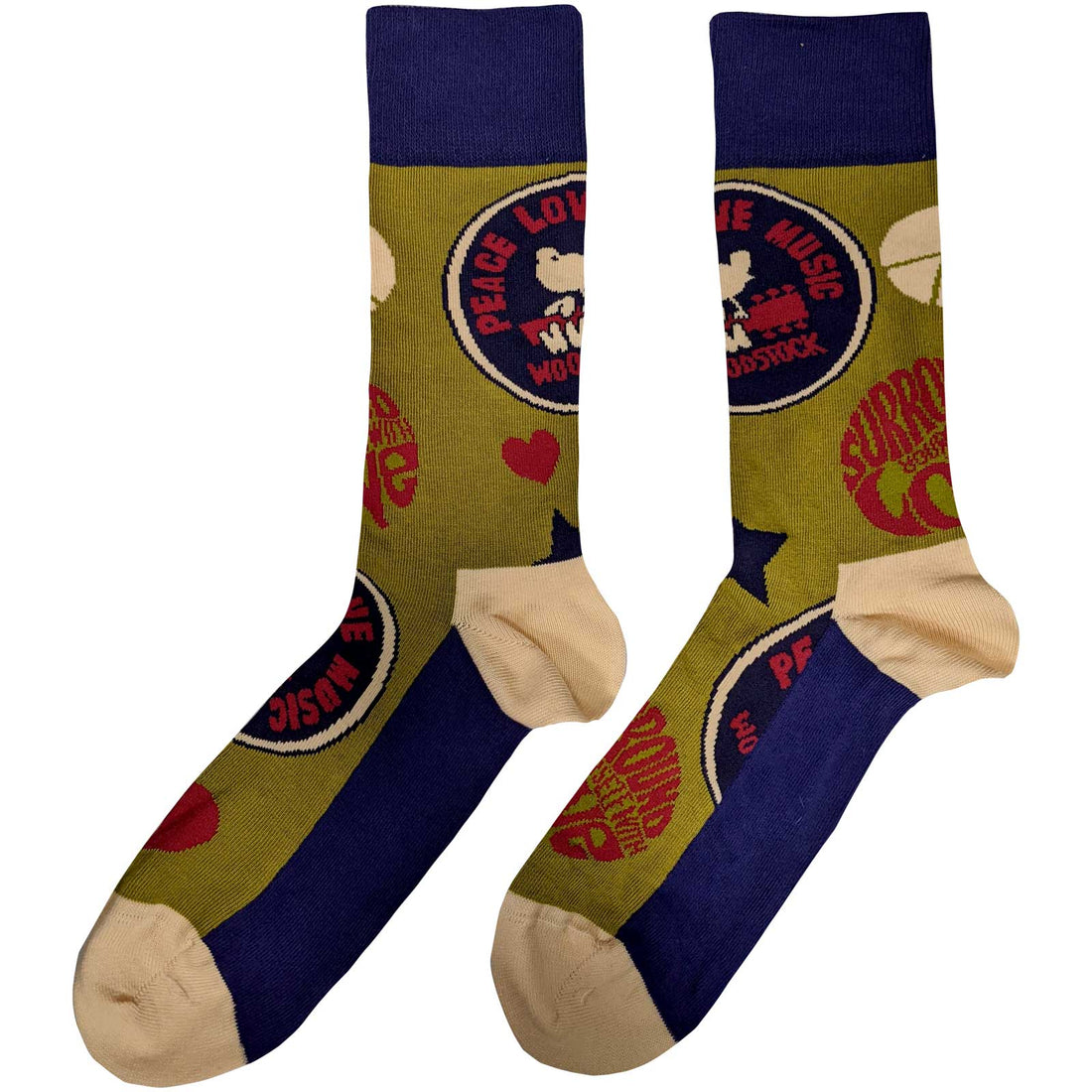 Woodstock Unisex Ankle Socks: Peace - Love - Music (UK Size 7 - 11)