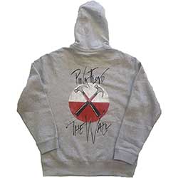Pink Floyd Unisex Zipped Hoodie: The Wall Faded Hammers Logo (Back Print)