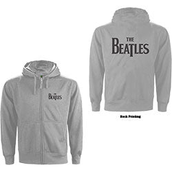 The Beatles Unisex Zipped Hoodie: Drop T Logo (Back Print)