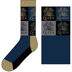 Queen Unisex Ankle Socks: Crest Blocks (UK Size 7 - 11)