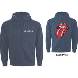 The Rolling Stones Unisex Zipped Hoodie: Classic Tongue (Back Print)