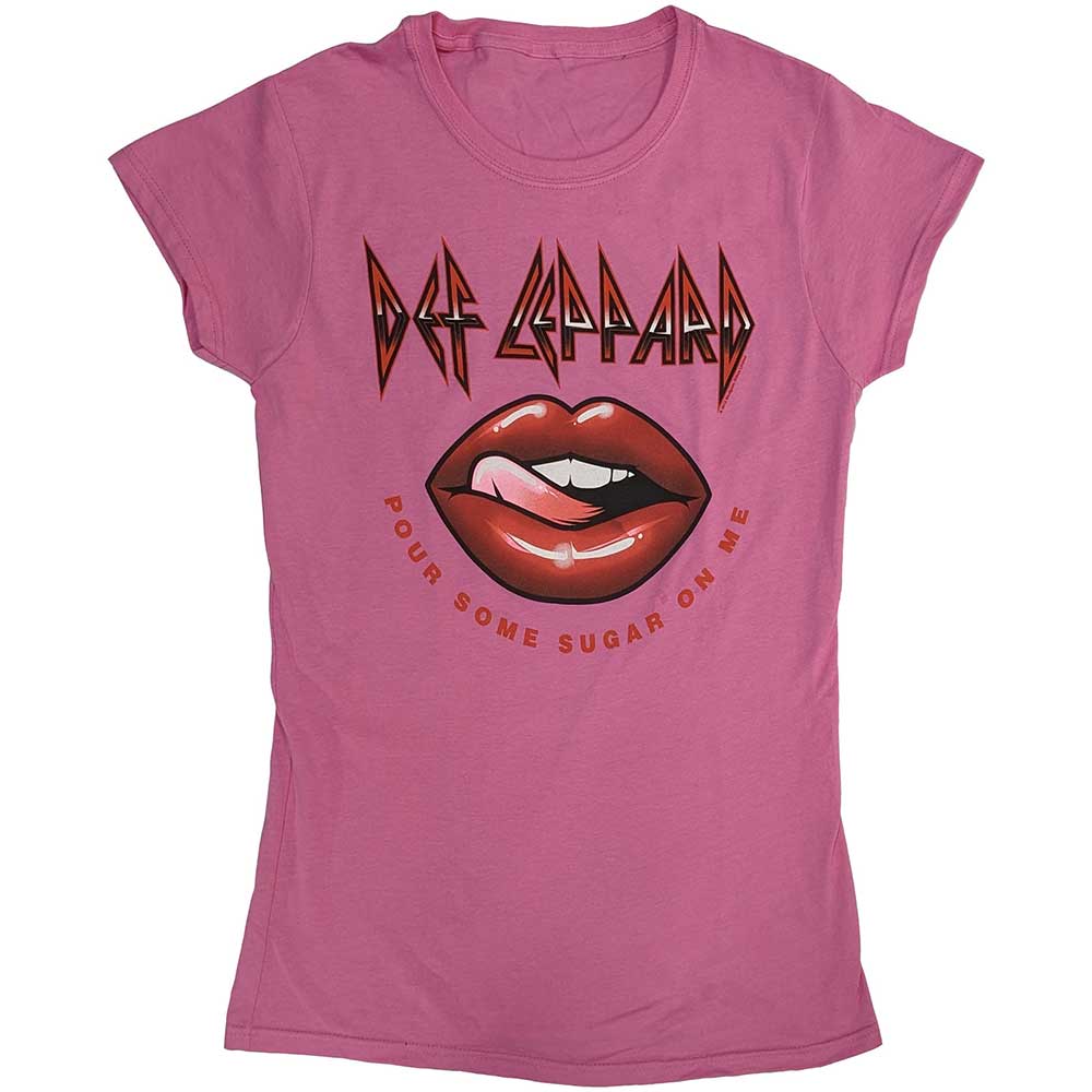 Def Leppard Ladies T-Shirt: Pour Some Sugar On Me Lips Tour 2019