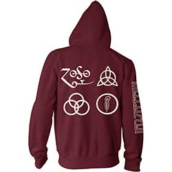 Led Zeppelin Unisex Zipped Hoodie: Symbols (Back Print)