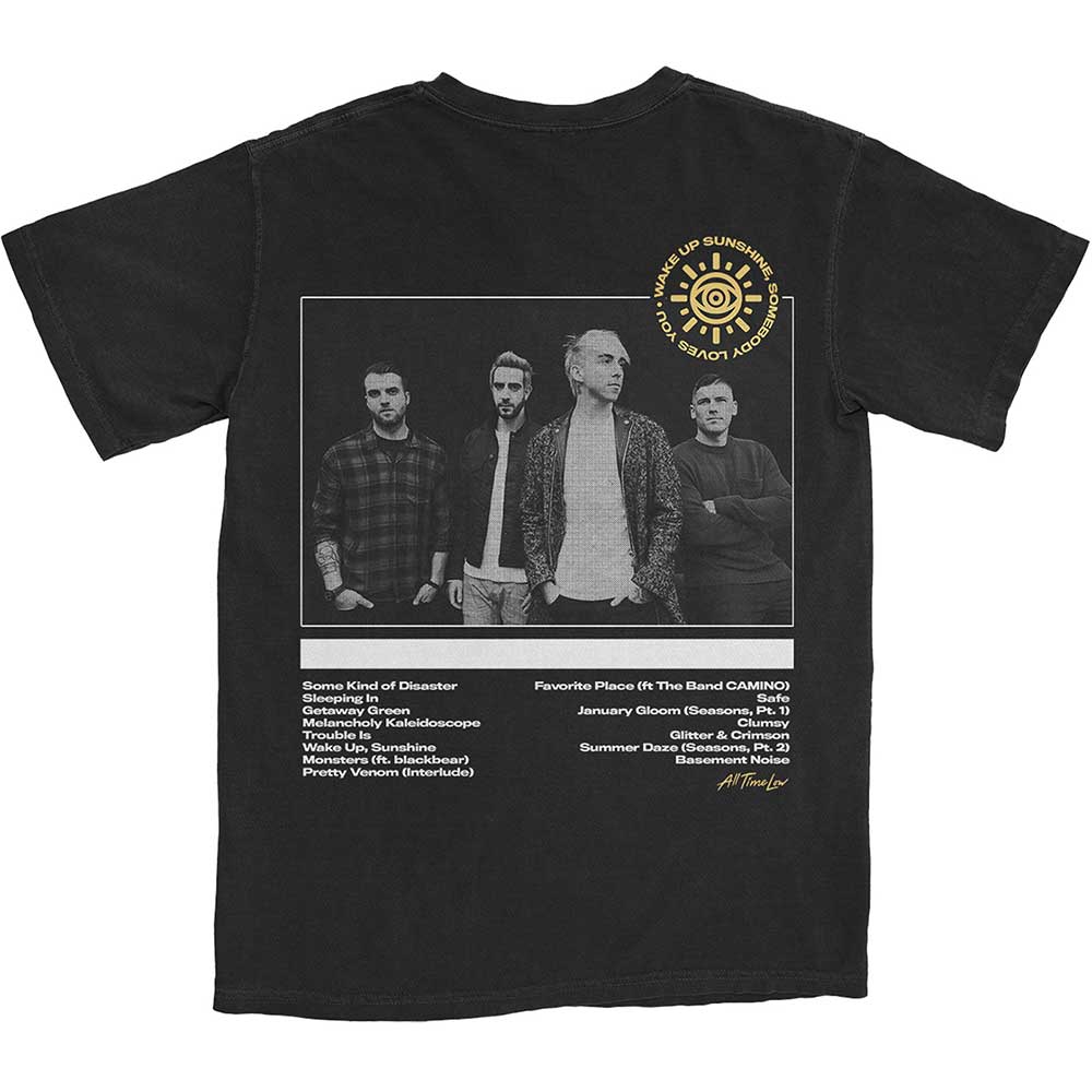 All Time Low Unisex T-Shirt: Wake Up Sunshine Track List (Back Print)