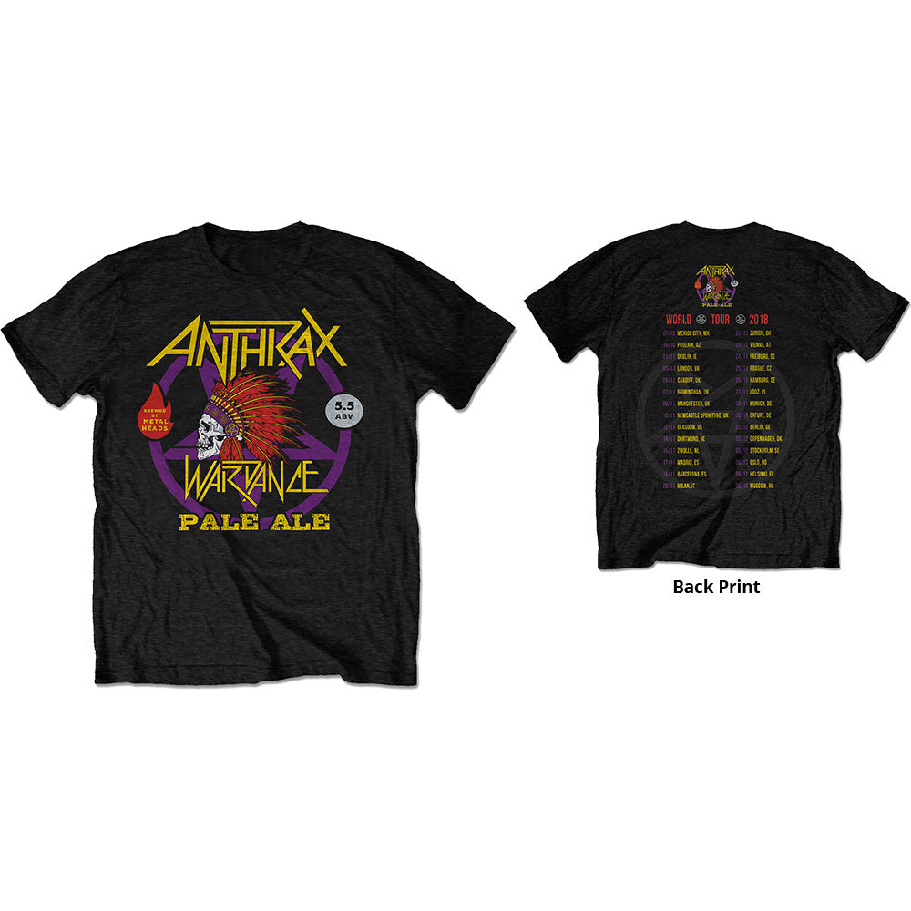 Anthrax Unisex T-Shirt: War Dance Paul Ale World Tour 2018 (Back Print/Ex Tour)
