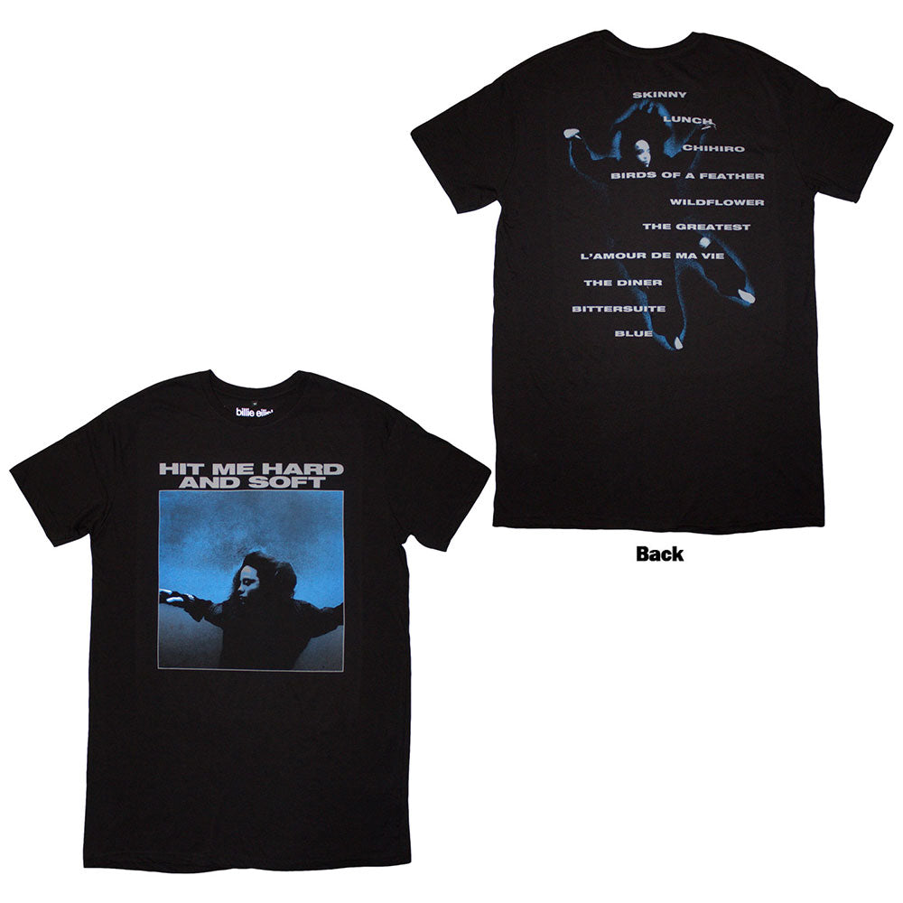 billie eilish shirt dress Billie Eilish Ladies T-Shirt Dress: HMHAS Tracklist (Black) (Back Print)