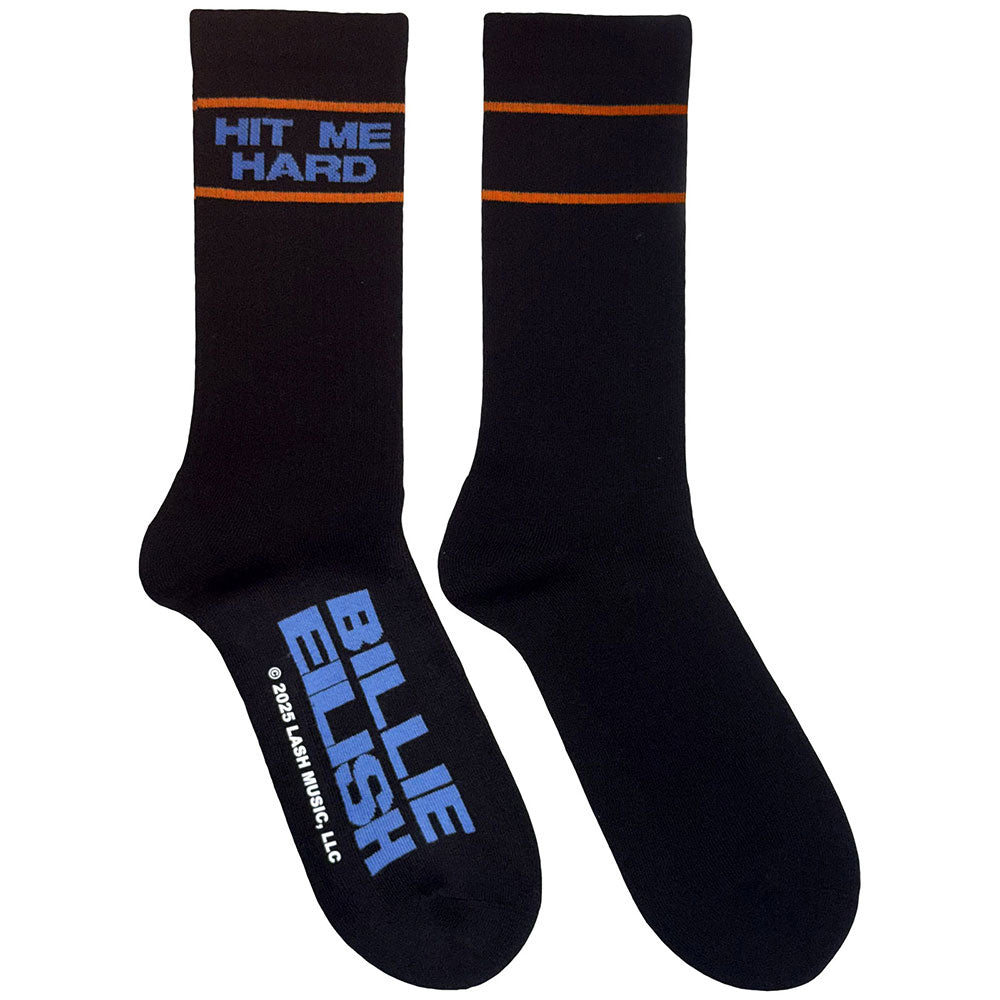 Billie Eilish Unisex Terry Socks: Hit Me Hard & Soft (Black) (UK Size 7 - 11)