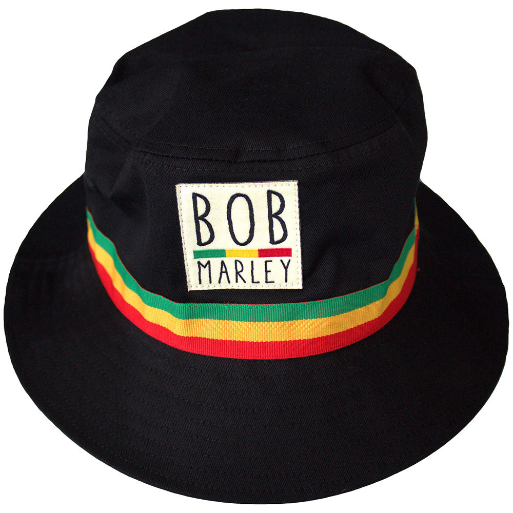 Bob Marley Unisex Bucket Hat: Tricolor Stripes (Black)