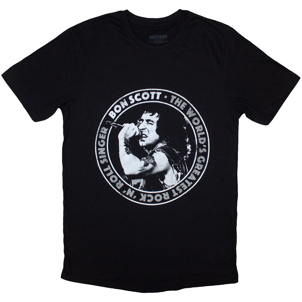 Bon Scott Unisex T-Shirt: World's Greatest RnR Singer (Small)