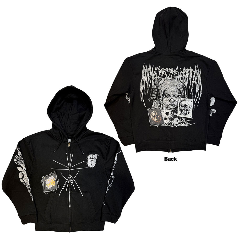 Bring Me The Horizon Unisex Zipped Hoodie: Nailed Symbol (Black Bring Me The Horizon Unisex Zipped Hoodie: Nailed Symbol (Black