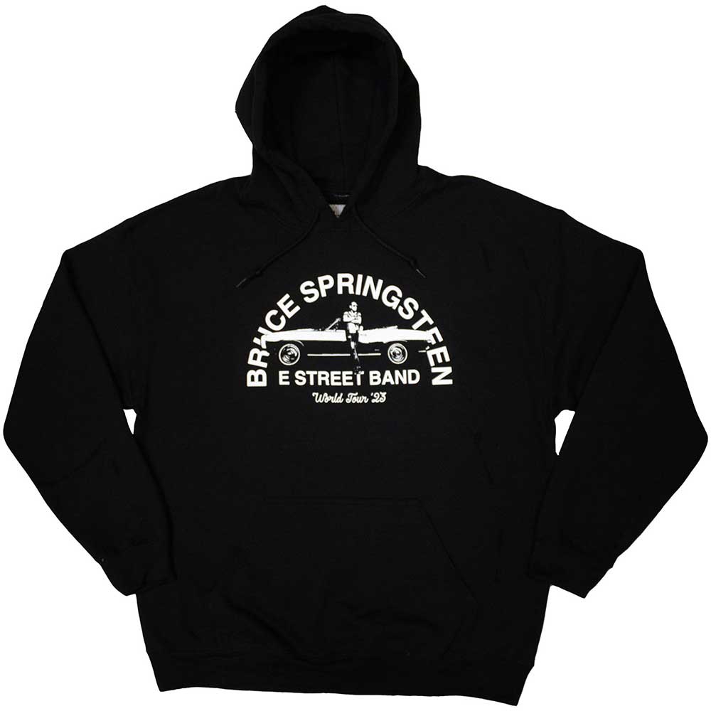 Bruce Springsteen Unisex Pullover Hoodie: Tour 23 Leaning Car
