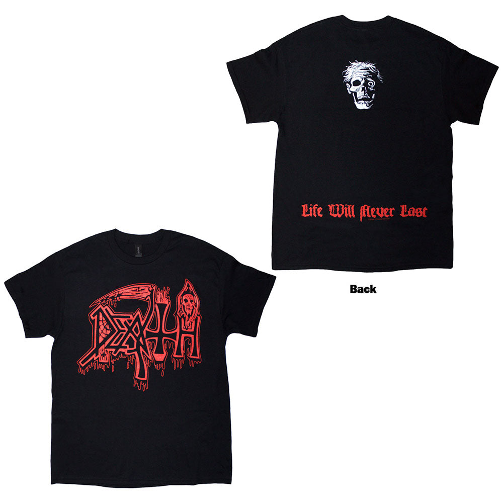 Death Unisex T-Shirt: Life Will Never Last (Black) (Back Print)