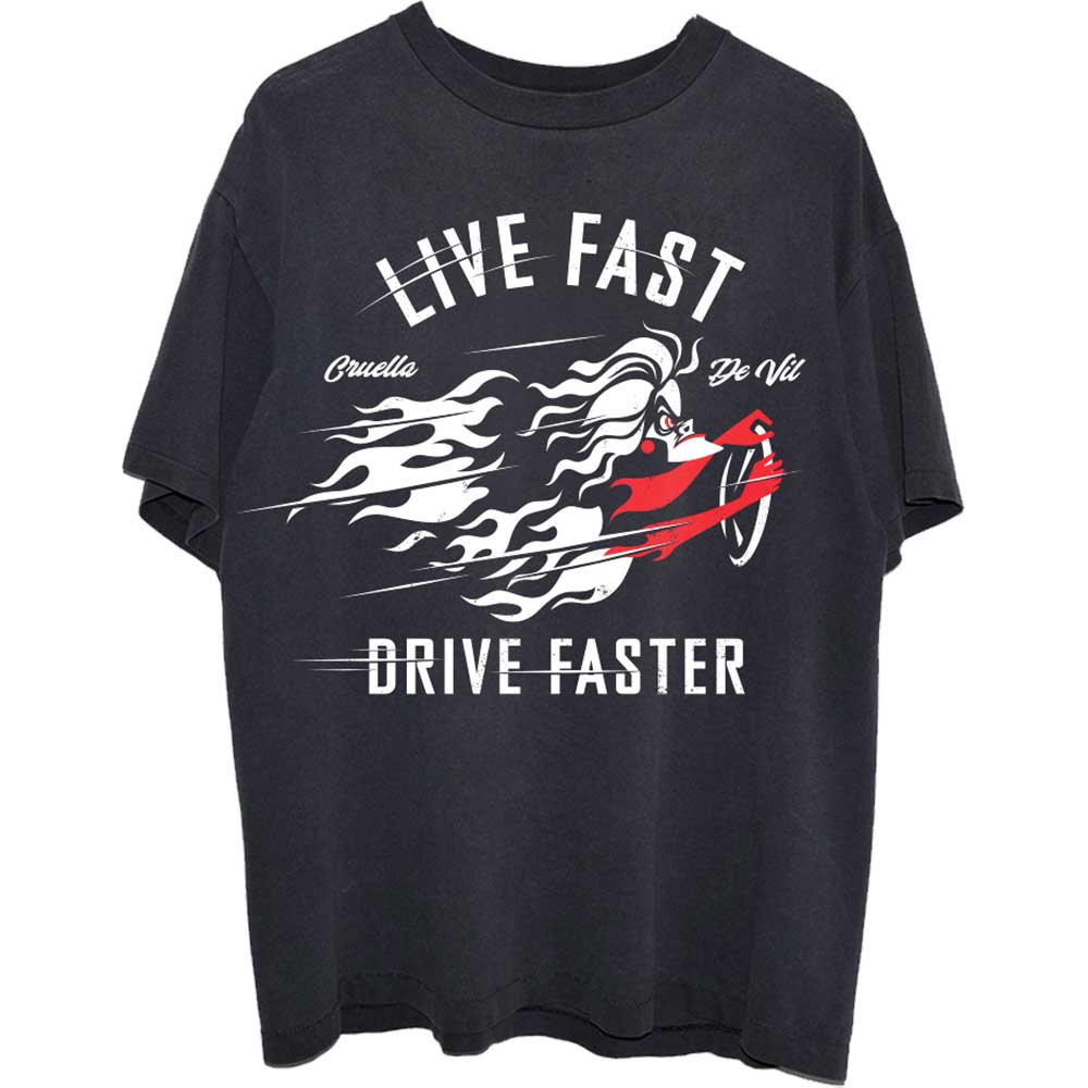 Disney Unisex T-Shirt: 101 Dalmations Cruella Live Faster