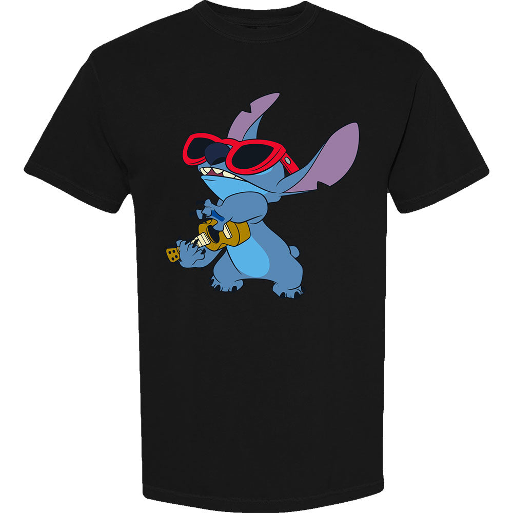 Disney Unisex T-Shirt: Lilo & Stitch Stitch Guitar (Black)