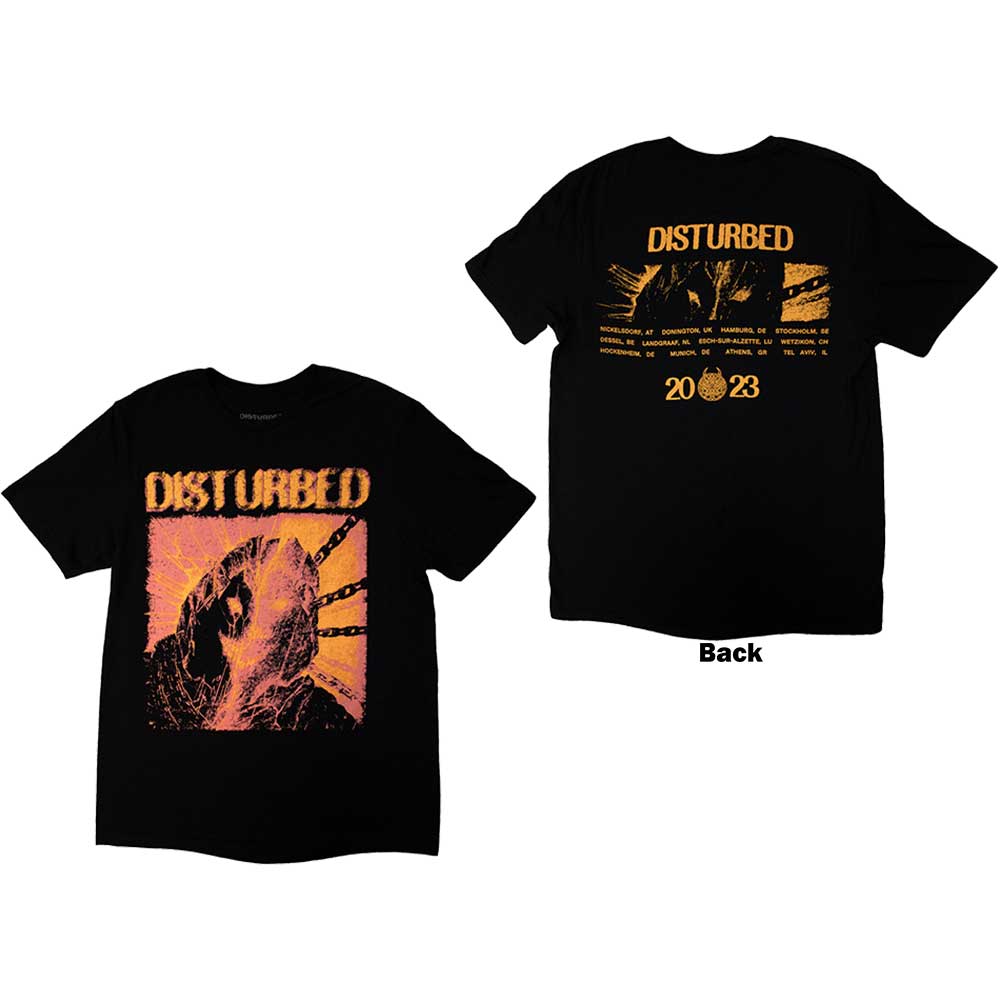 Disturbed Unisex T-Shirt: European Tour '23 Split Face (Back Print & Ex-Tour)
