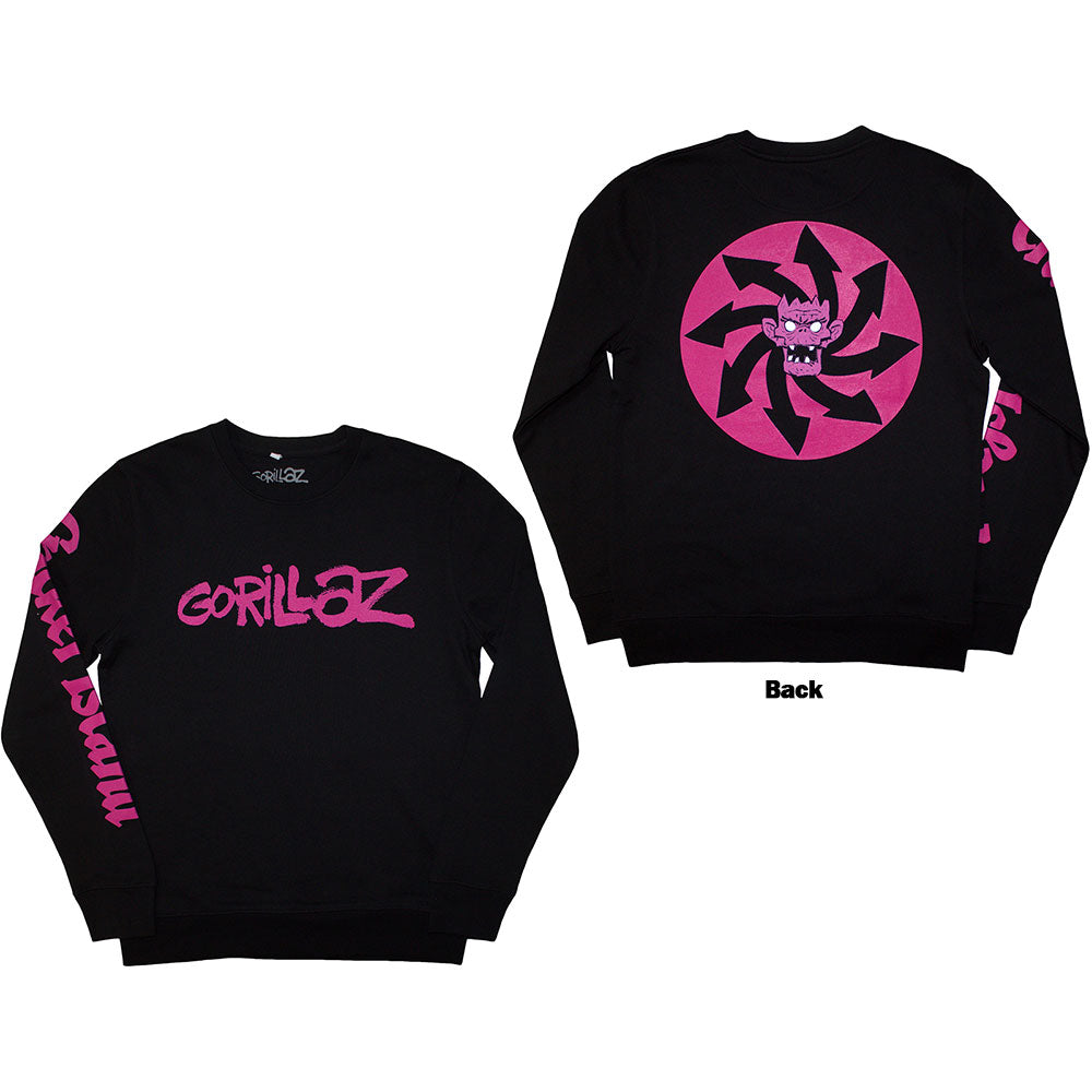 Gorillaz Unisex Sweatshirt: Craker Island Pazuzu Spiral (Back