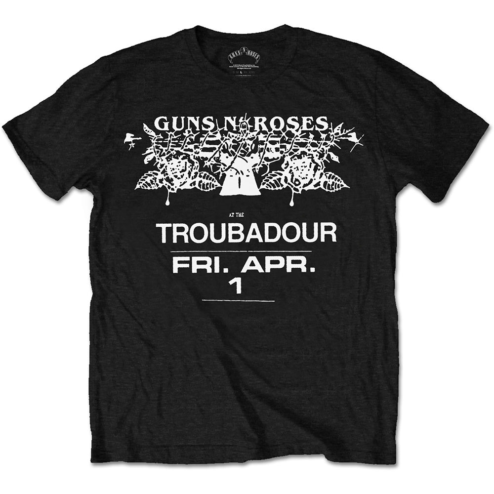Guns N' Roses Unisex T-Shirt: Troubadour Flyer