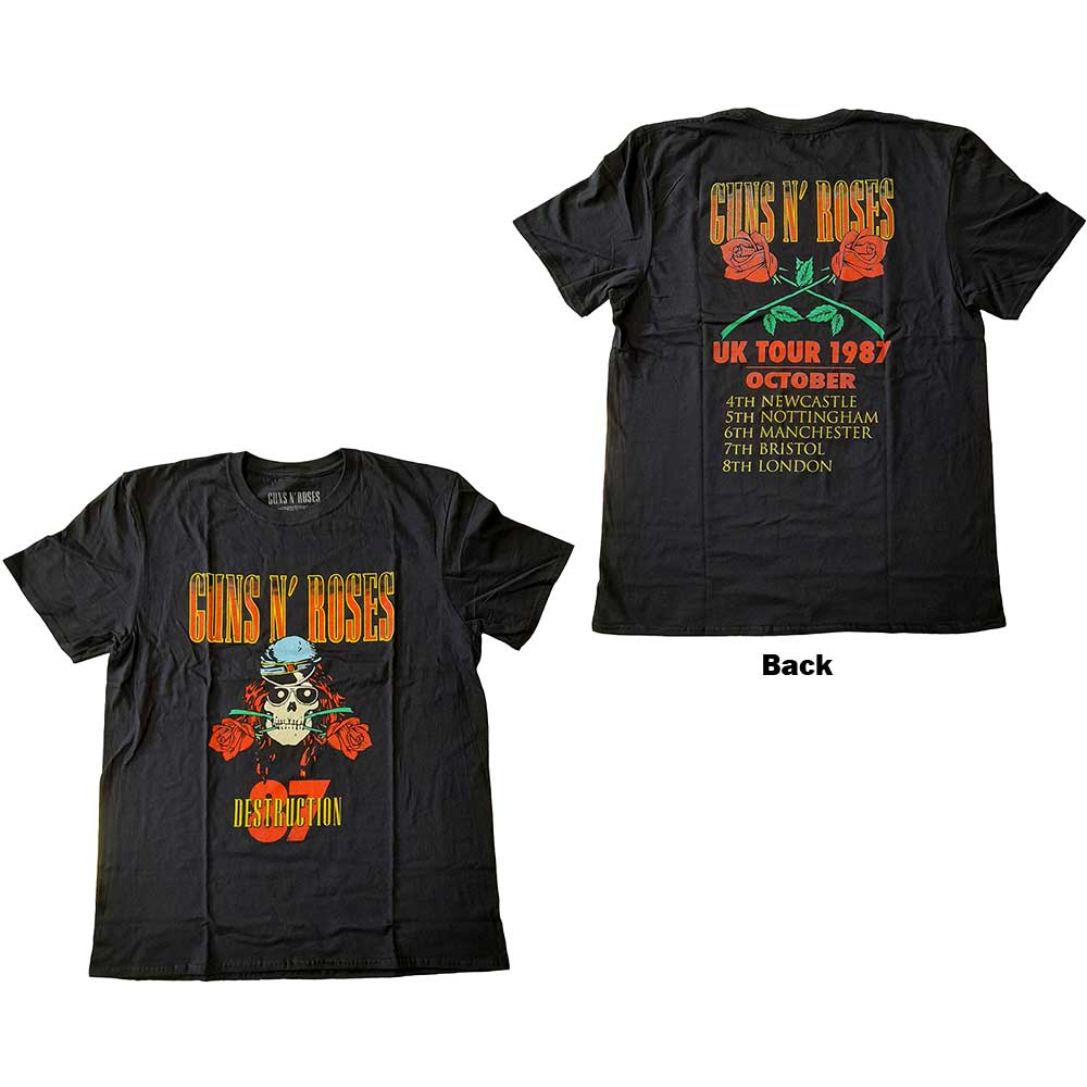 Guns N' Roses Unisex T-Shirt: UK Tour '87 (Back Print)