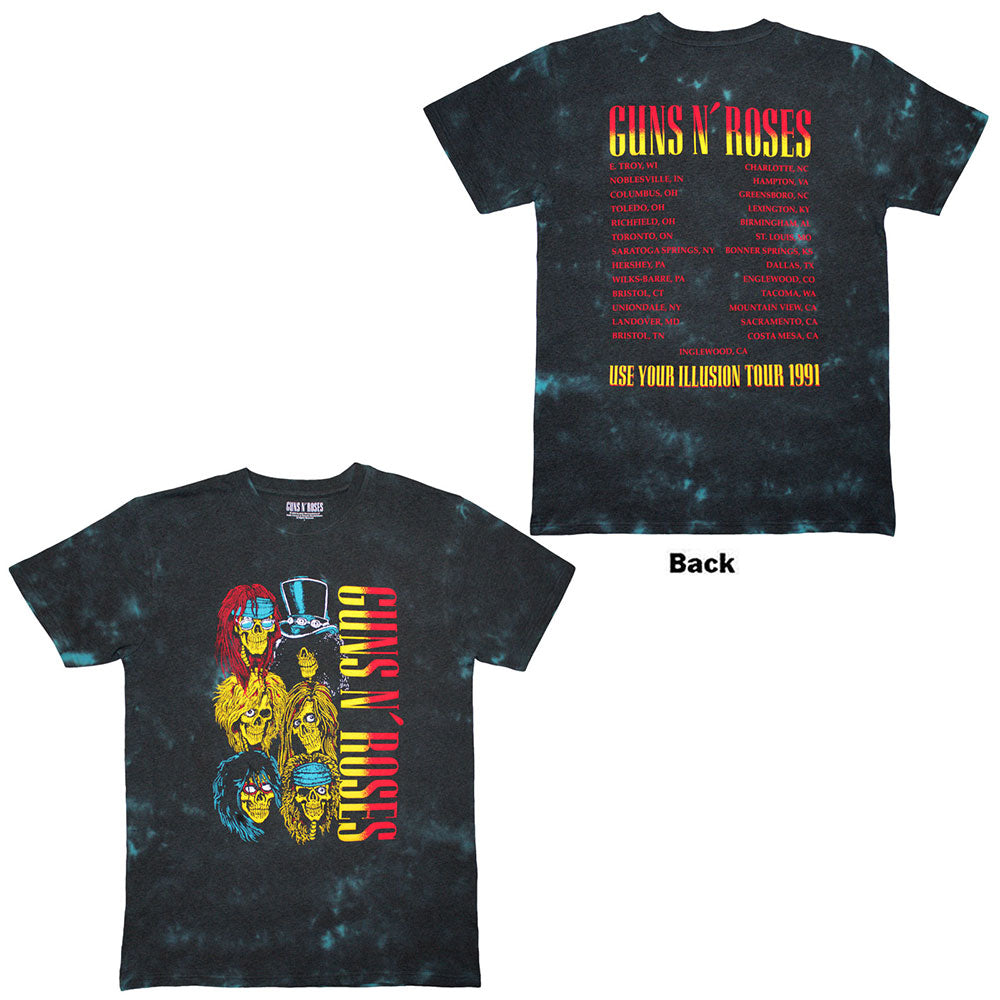Guns N' Roses Unisex T-Shirt: UYI Tour '91 (Black) (Back Print & Wash Collection)